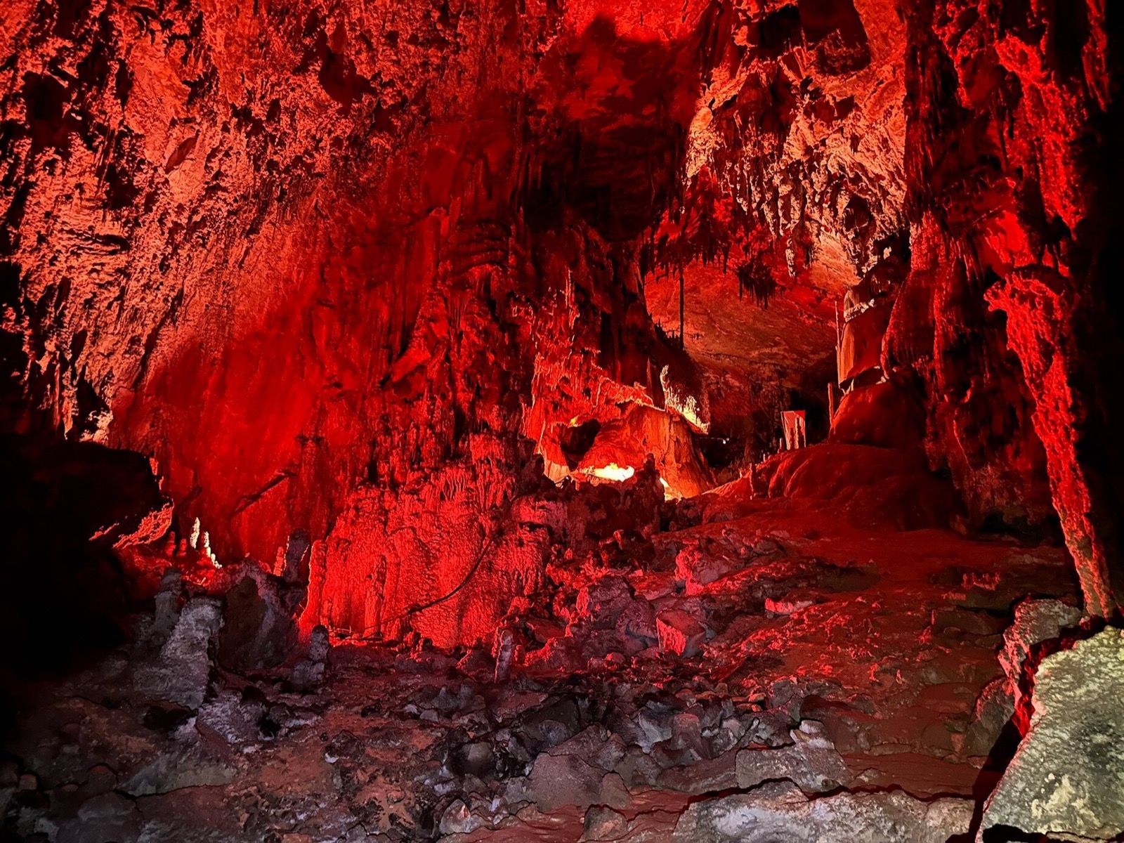Red-lit cave